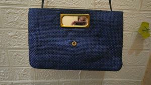 Blue Woven Clutch Bag