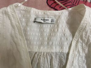White Textured Wrap Top