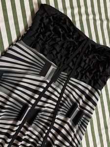 Strapless Black &amp; White Pattern Dress