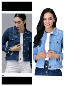 pack of 2 denim women jacket Stylish Frayed Deni