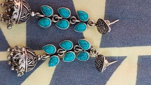 925 silver Turquoise Jhumka Earrings