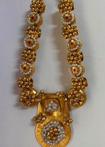 Traditional Gold-Toned Necklace &amp; Earrings Set