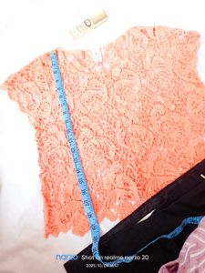 Peach Lace Top &amp; Shorts Set