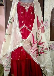 Stunning Red & Cream Lehenga Choli