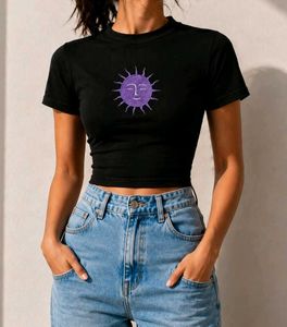 Black Sun Graphic Crop Top