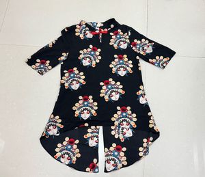 Black Kurta with Opera Mask Print