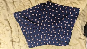 Navy Polka Dot High-Waisted Shorts
