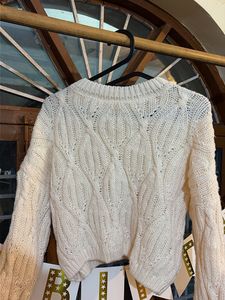 Cream Cable Knitted Cropped Sweater