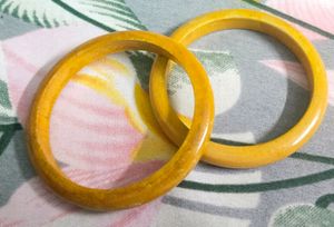 Vintage Yellow Wooden Bangle Set
