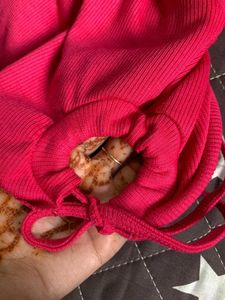 Hot Pink Drawstring Crop Top