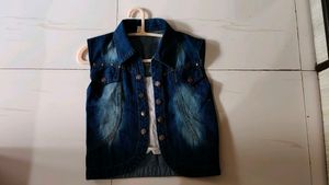 Denim Vest with Studs