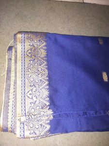 Elegant Blue Saree with Gold Border