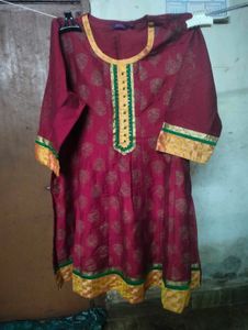 Maroon Kurta with Golden Print