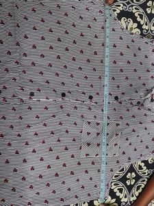 Striped floral print button-up shirt