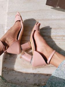 Pink transparent glass Sandals size 6