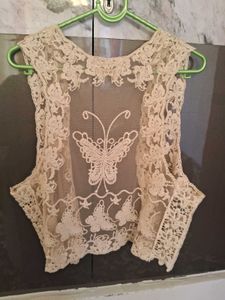 Elegant Lace Butterfly Crop Top