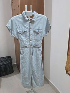 Light Wash Denim Button-Up Midi Dress