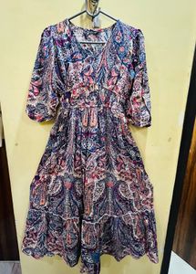 Boho Paisley Print Midi Dress