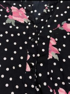 Chic Polka Dot &amp; Floral Print Top