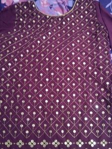 Embellished Purple Kurta with Plazzo