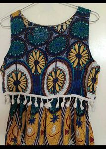 Boho Tribal Print Dress with Tassels