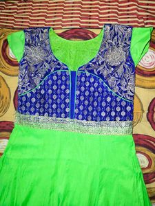 Parrot Green Ethnic Anarkali Kurti