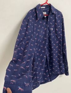 Men's Blue Printed Full Sleeve Shirt