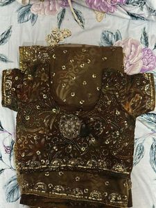 Beautiful Sequined Brown Saree