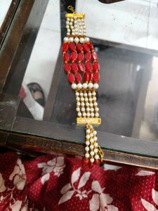 Coral and Pearl Beaded Bracelet