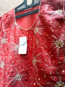 new dress Elegant Rust Embroidered Kurta