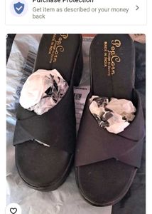 Pop Corn Black Crisscross Platform Slides