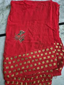 Red Embroidered Saree