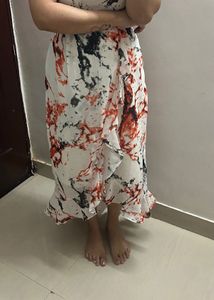Chic Abstract Print Midi Dress