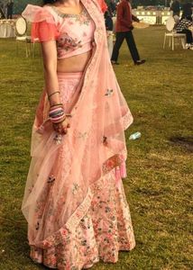 Beautiful Peach Floral Embroidered Lehenga Choli