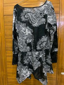Black &amp; White Printed Kurta