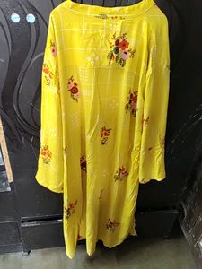 Bright Yellow Kurti with Floral Print