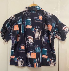 Unique Abstract Print Button-Up Shirt