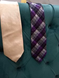 Men's Tie Set - Purple & Beige