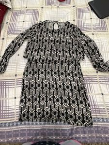 Stylish Black and White Patterned Dress