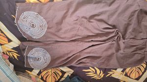 Brown Palazzos with White Spiral Print