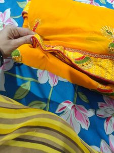 Vibrant Yellow Embroidered Saree
