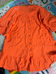 Bright Orange Ruffled Tunic Top
