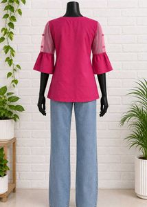 Cute Cat T-shirt with Mesh Sleeves