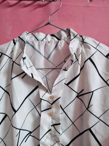 Stylish White Geometric Print Shirt