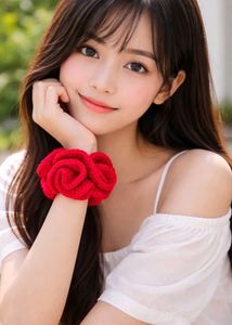 Ruffled Red Crochet Hair Scrunchie
