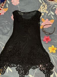 Sheer Black Lace Tunic Top