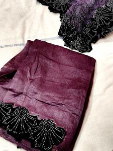 Purple Saree with Black Border