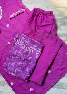Beautifully Embroidered Magenta Kurta Set