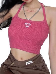 Chic Pink Cropped Knit Tank Top