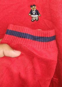 Teenie Weenie Kids Red &amp; Navy Bear Knit Pleated Dr